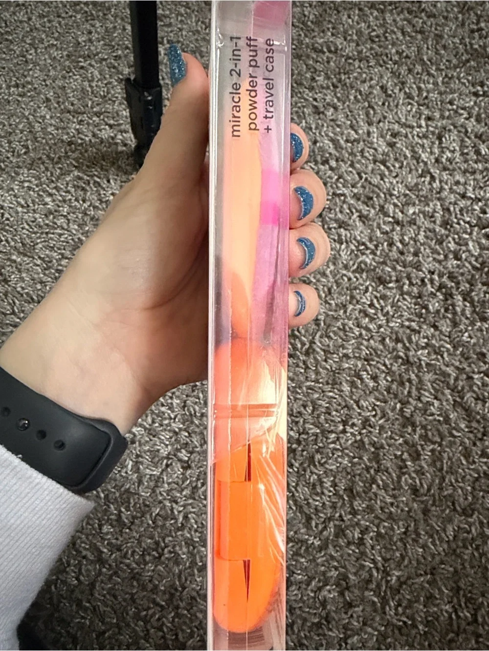 Real Techniques Pink Powder Puff and Orange Travel Case